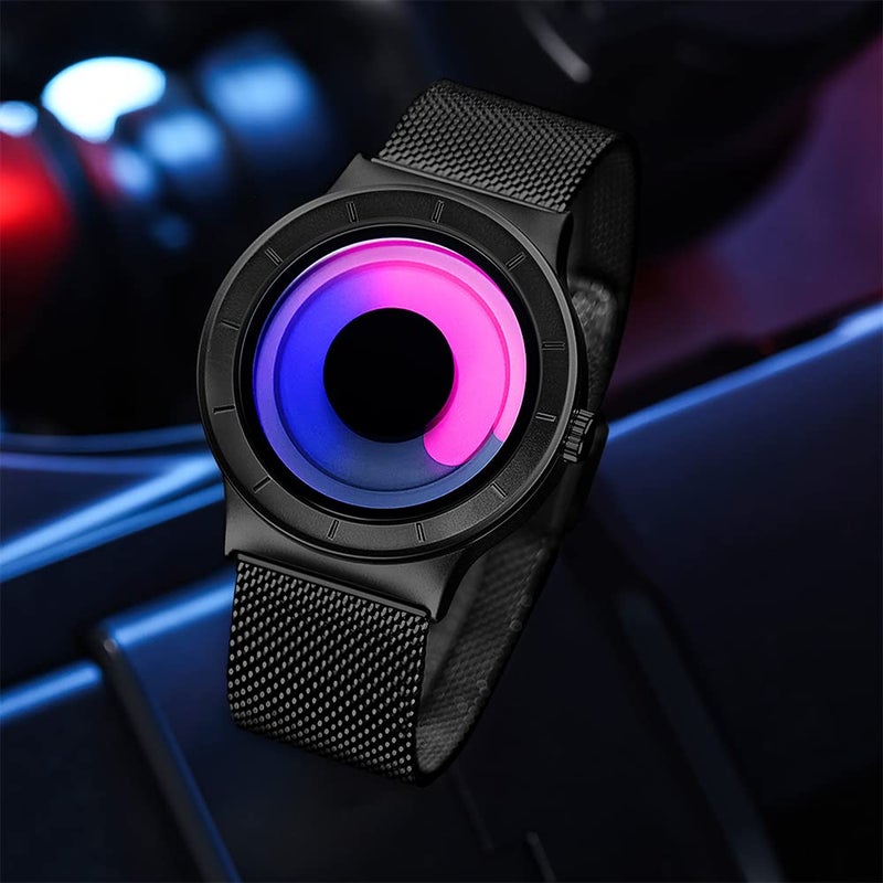 SINOBI Business Watches Men Fashion Creative Original Design Watch Men Steel Mesh Men's Watch Clock Relogio Masculino Unique Wristwatch(Black Purple) - Image 2